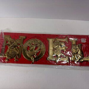 Vintage Set of 4 Brass Ornaments NOEL Letters Angels Cherub Figures New